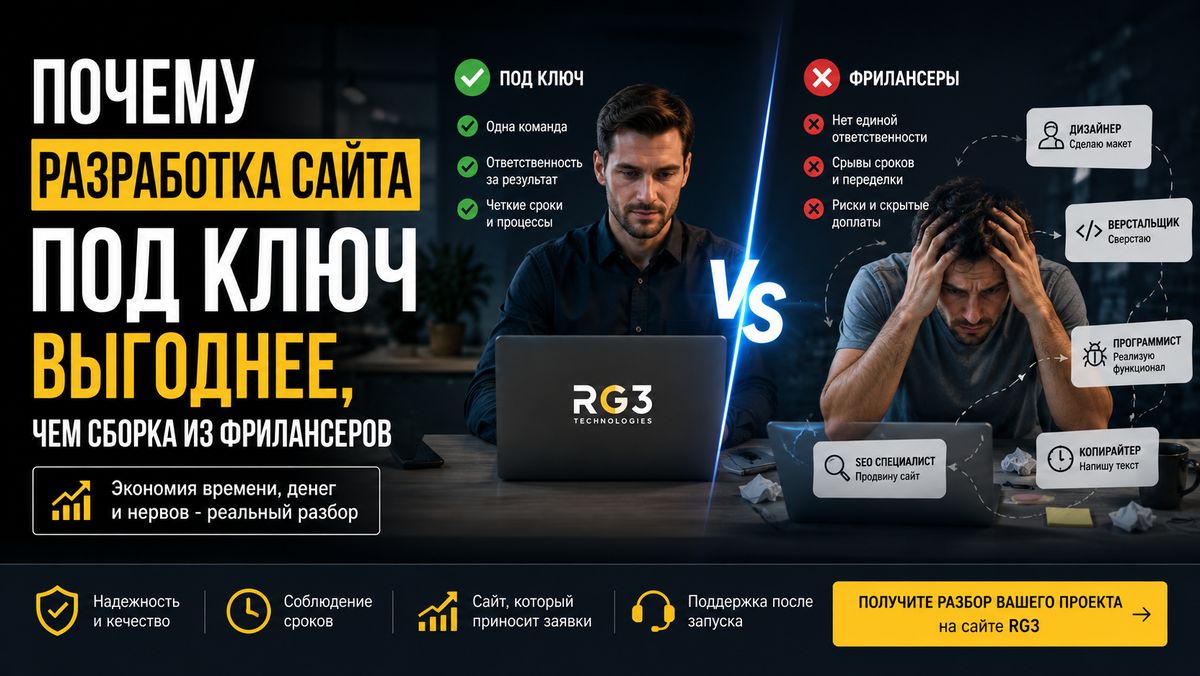 Почему разработка сайта под ключ выгоднее, чем сборка из фрилансеров?