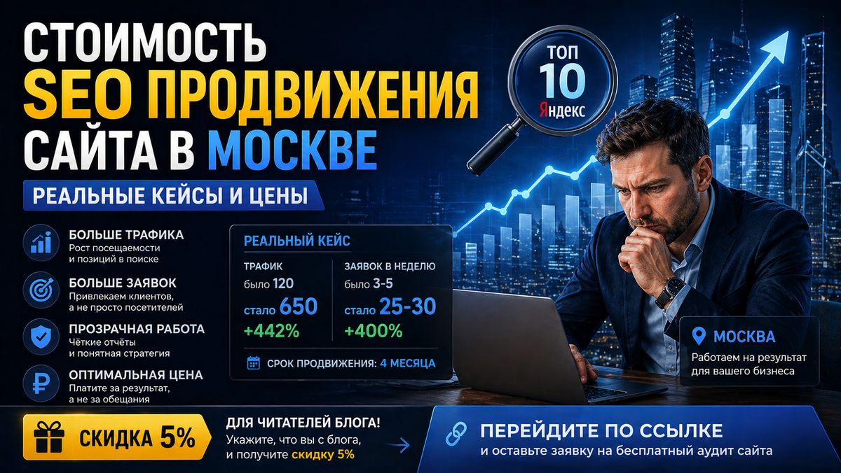 Стоимость SEO продвижения сайта в Москве - разбор, сколько стоит и реальные кейсы