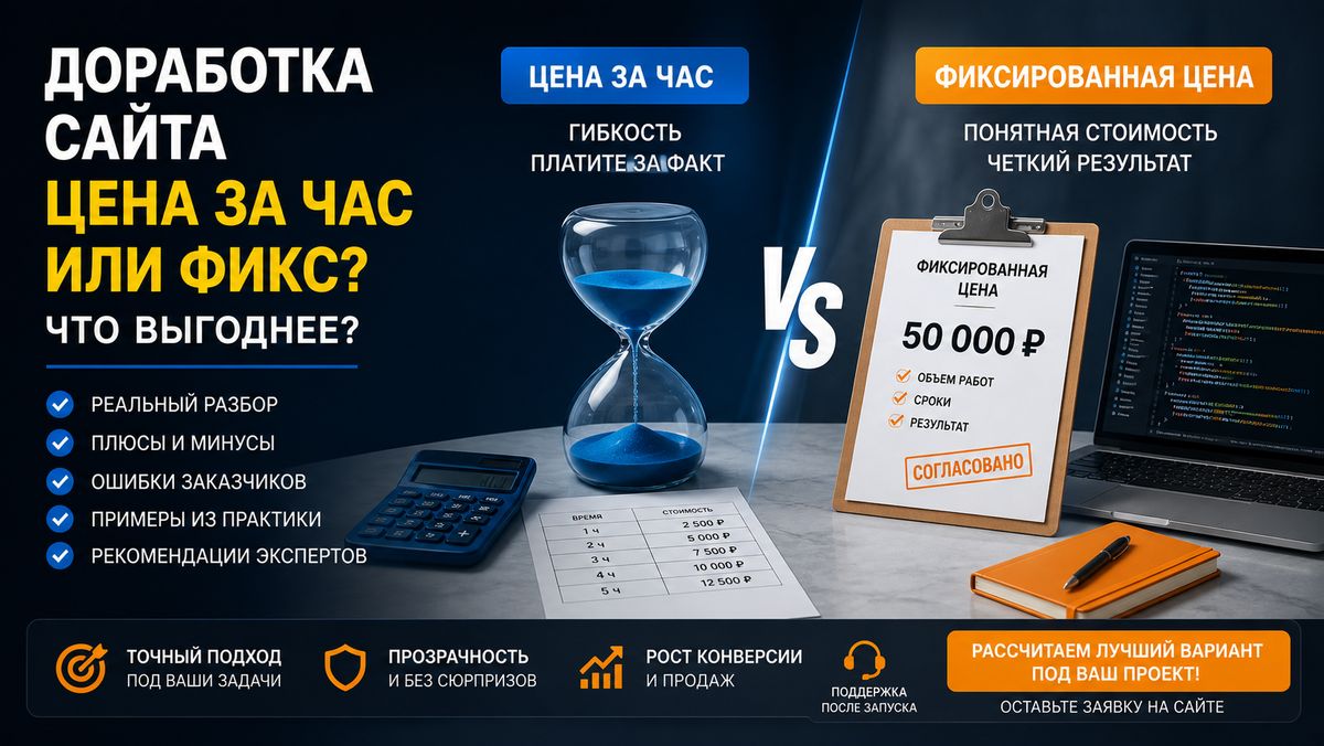 Почему доработка сайта - цена за час или фикс?