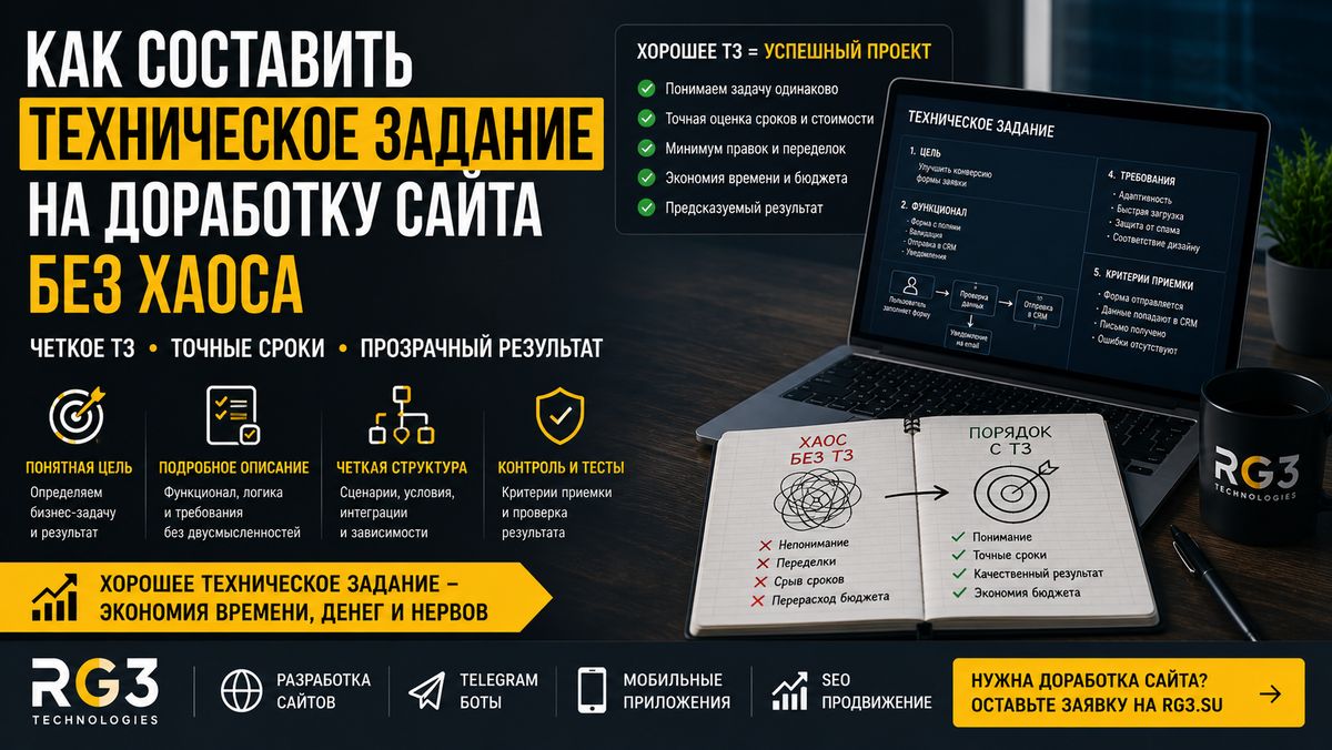 Почему техническое задание на доработку сайта превращается в хаос - разбор ошибок и как сделать правильно?