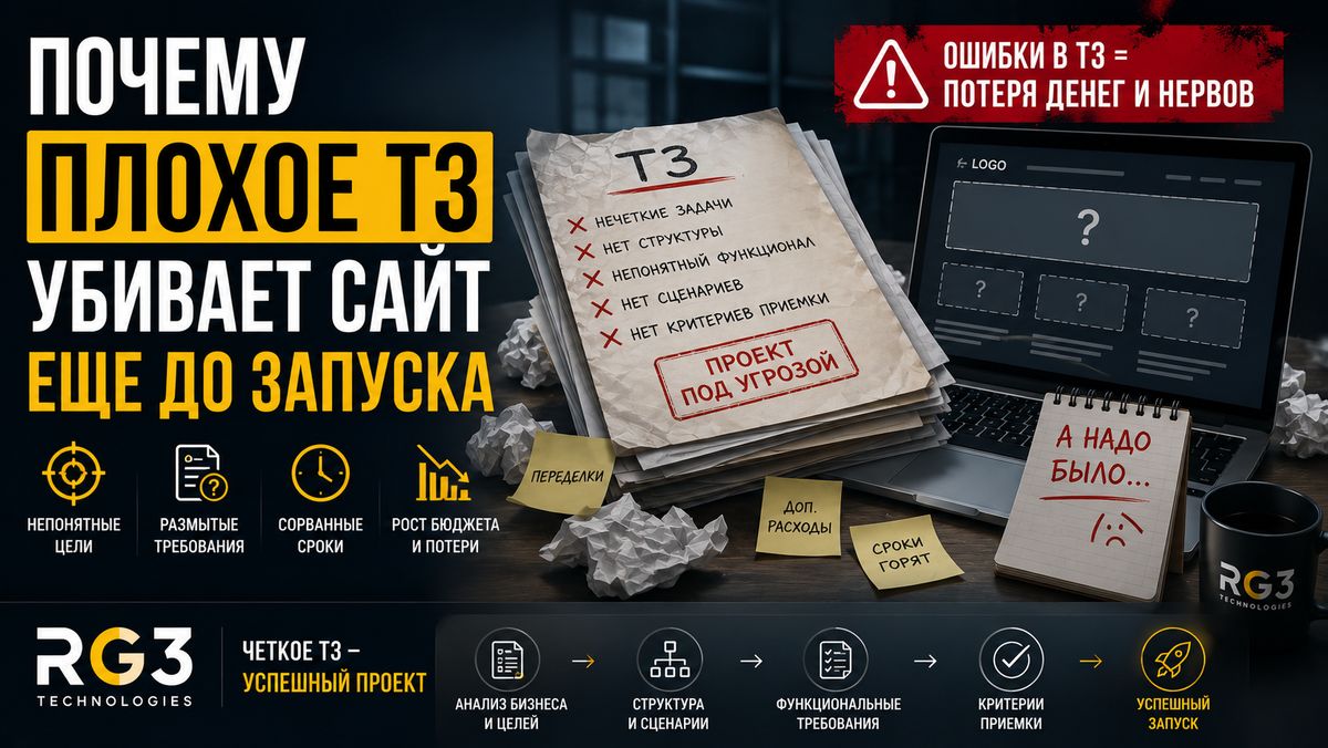 Почему плохое ТЗ убивает сайт еще до запуска - разбор ошибок, сроков и потерь денег?