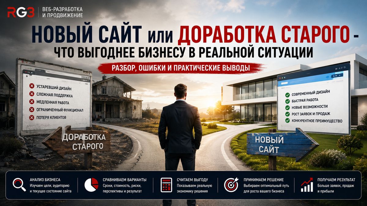 Новый сайт или доработка старого - что выгоднее бизнесу в реальной ситуации?