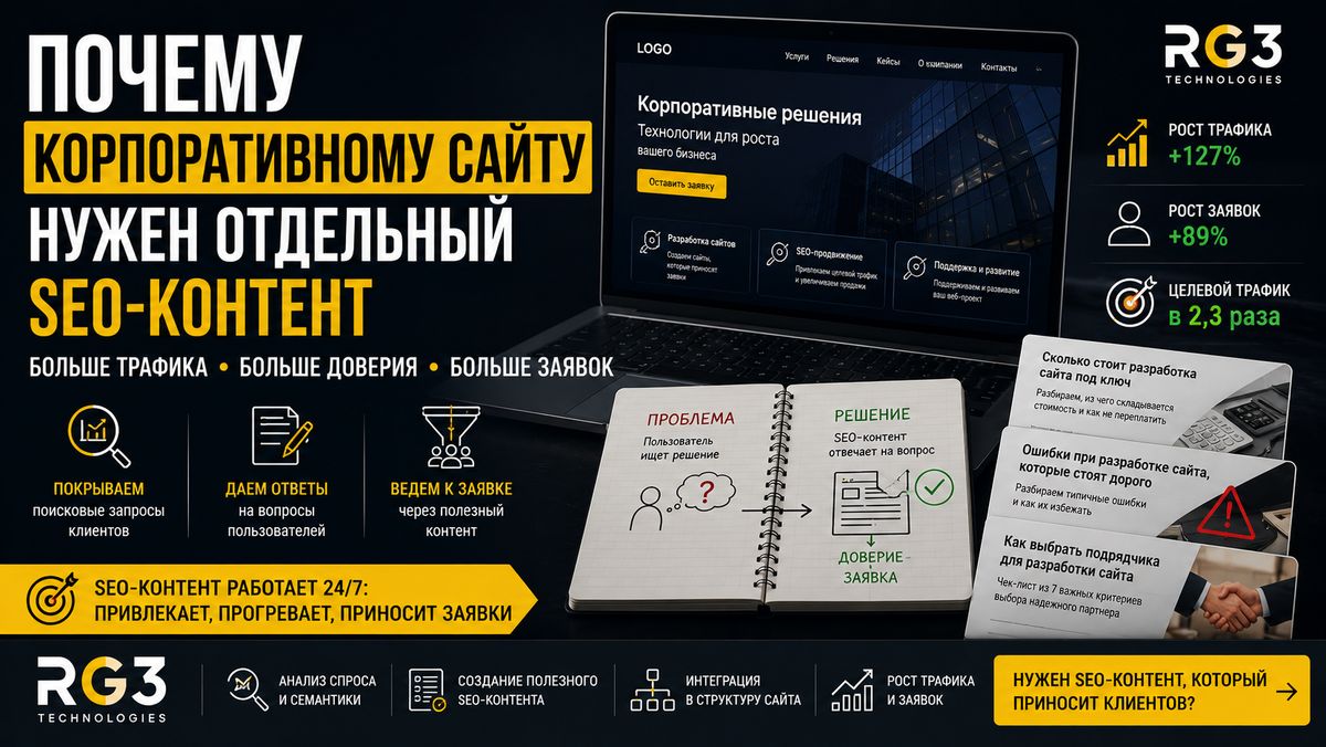 Почему корпоративному сайту нужен отдельный SEO-контент - разбор, ошибки и деньги?