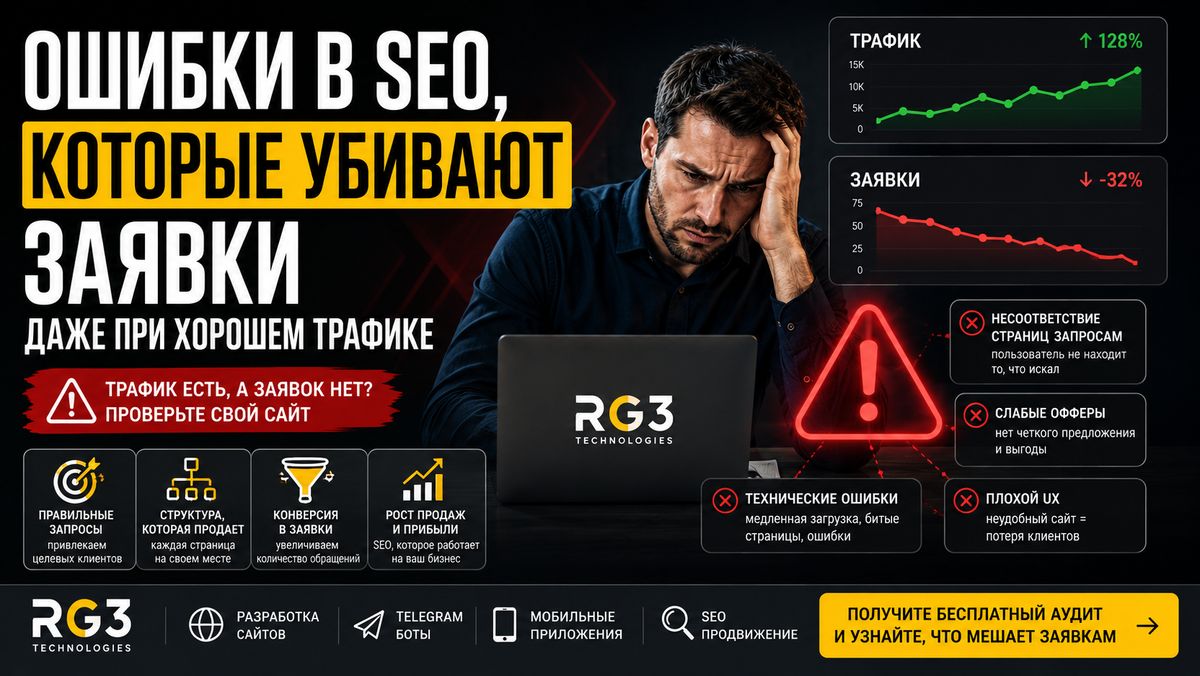 Почему ошибки в SEO убивают заявки даже при хорошем трафике?