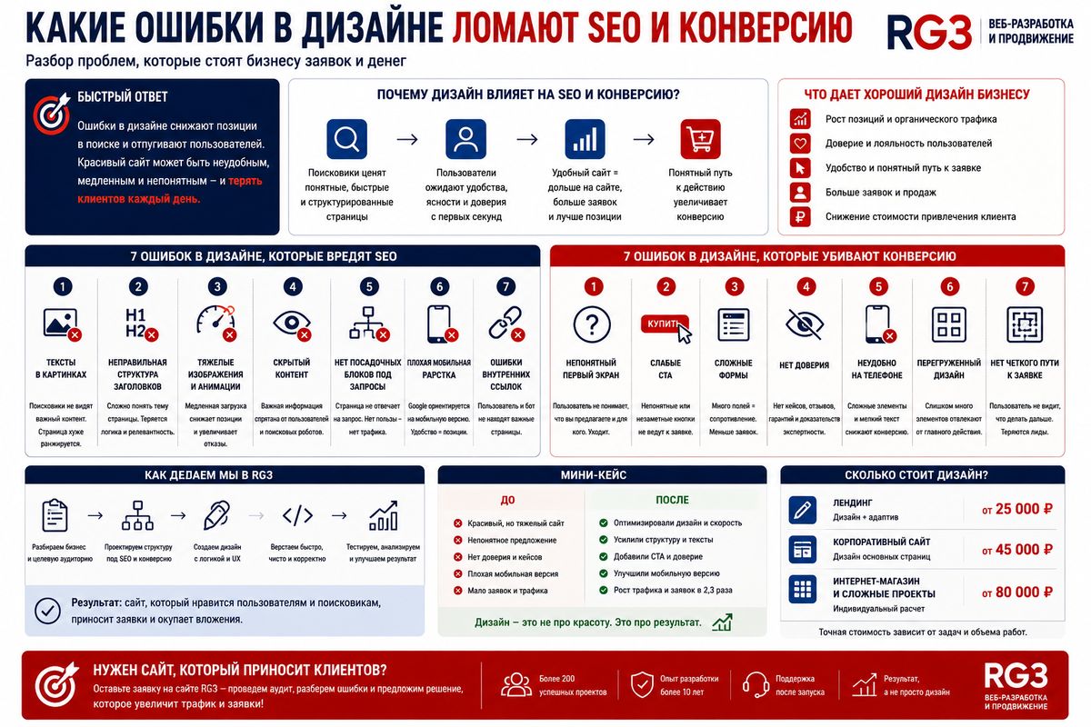 Какие ошибки в дизайне ломают SEO и конверсию: разбор проблем, которые стоят бизнесу заявок?